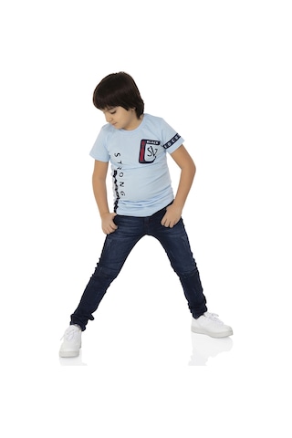 Toontoy Kids Toontoy Erkek Çocuk T-shirt Strong Baskılı Mavi