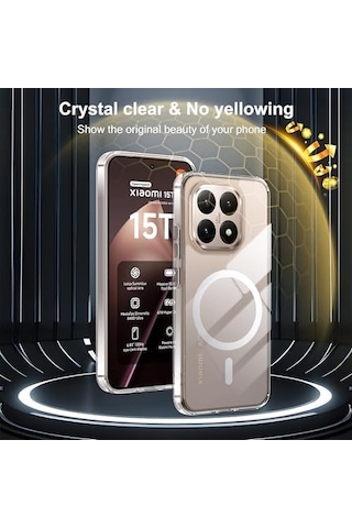 Xiaomi 15t Pro İle Uyumlu Kılıf Kamera Korumalı M-safe Şarj Özellikli Şeffaf Tasarım Z-london Sert Pc Kapak