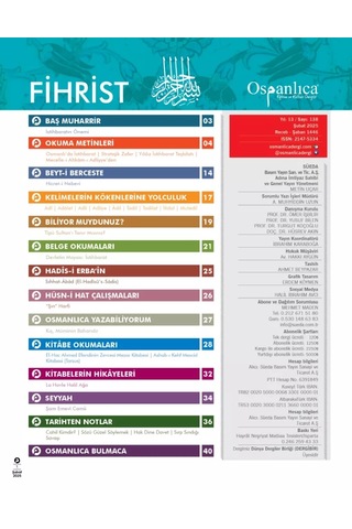 Şubat 2025 Osmanlıca Dergisi