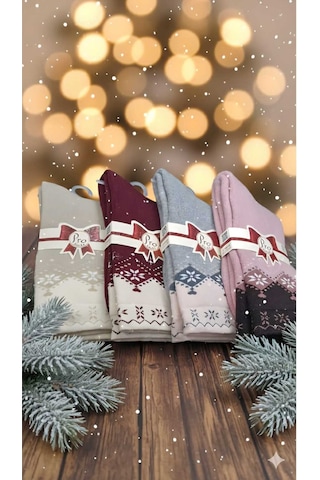 Pamuk Havlu Çorap Asorti 4 Lü Paket Gri
