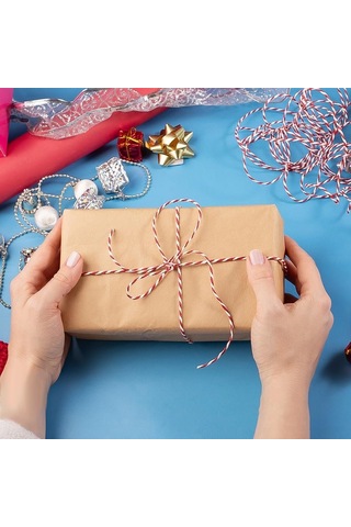 Hediye Paketleme İpi, Kırmızı Beyaz Ambalaj, Marteniçka Ipi, 10 M Twine Baker