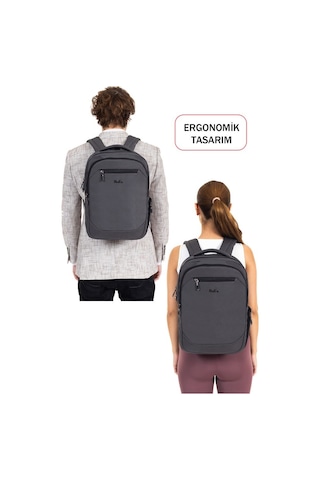 Case Club Dada 11 Günlük Sırt Çantası 14 İnç Orta Boy Usb Type-c Su Geçirmez Oxford Kumaş gri