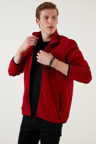 Buratti Slim Fit Fermuarlı Cepli Dik Yaka Polar Erkek Hırka 5906028 Bordo