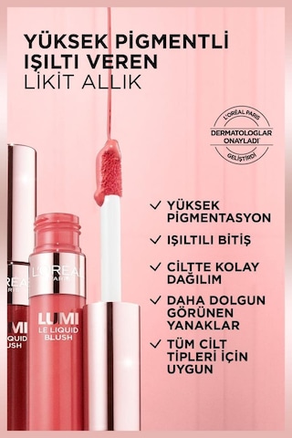L'Oréal Paris Lumi Blush Likit Allık Glowy Worth It Medium