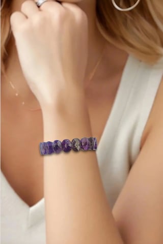 Faset Kesimli Ametist Bileklik 403-3 Koyu Mor