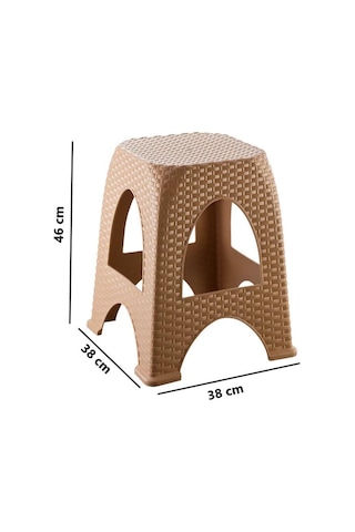Omnipazar Sy-4666 Plastik Hasır Tabure Büyük Boy 4'lü Set Kahverengi
