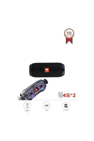 Torima D47 Siyah Bluetooth Hoparlör Kablosuz Taşınabilir Ses Bombası Tws, Usb, Tf Kart, 1200 Mah