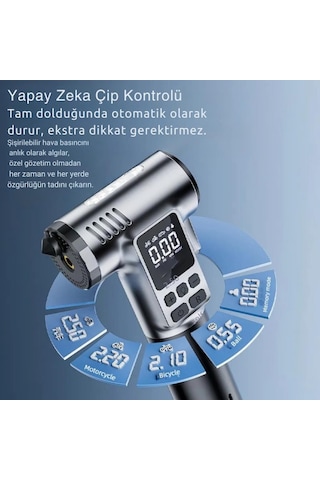 Polham 4in1 150psi 4000mah Şarjlı Araç Lastik Şişirme Pompası, Cam Kırıcı, Kemer Kesici, Led Işıklı,şarjlı Pompa