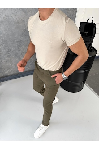 Modefendi Yüksek Kalite Slimfit Merserize Kumaş Bisiklet Yaka Tshirt Gri