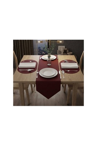 Kk Swords 4+1 Adet Deri Amerikan Servis+runner Set 4 Amerikan Servis -1 Runner Supla Decor Masa Decoru Bordo