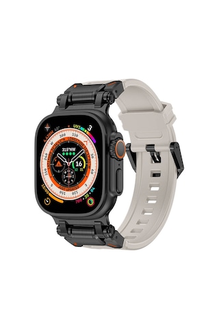 Apple Uyumlu Watch Ultra 1/2 49mm Titanyum Metal Bağlantı Kitli Silikon Kordon 101