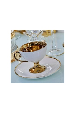 Kahve Fincanı Victoria Gold Beyaz 6 Kişilik Vogue-123-6526