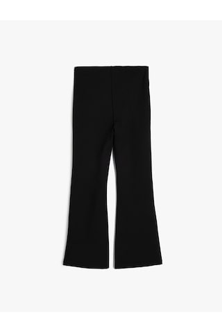 Koton Bol Paça Pantolon Çiçekli Fermuar Detaylı Viskon Kumaş Siyah 5wkg40020ak Siyah