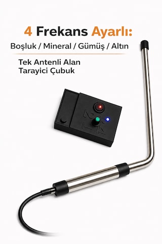 4 Frekanslı Alan Tarama Cihazı Boşluk,mineral,gümüş,altın Dedektörü -tek Antenli Profesyonel Siyah