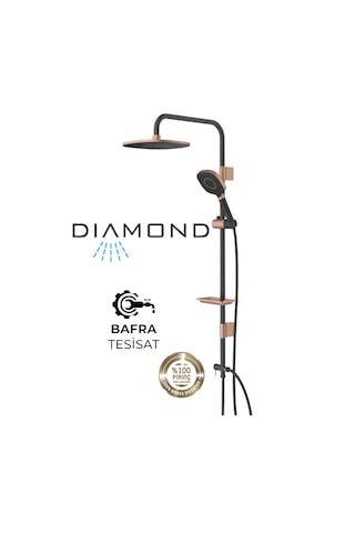 Diamond Coral Bronz Siyah Tepe Duş Seti