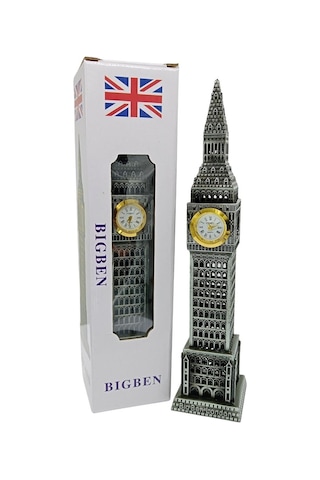 Vintage Metal İngiltere London Big Ben Saat Kulesi Gümüş 23 Cm 1