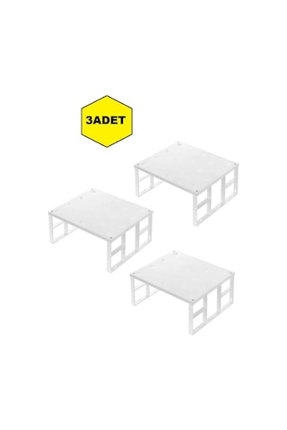 Kapris Dolap Içi Düzenleyici Raf Tabak Bardak Rafı Metal Raf 3 Adet Beyaz