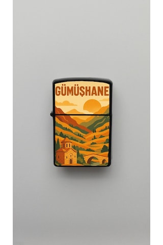 Gümüşhane Retro Vintage - Benzinli Siyah Çakmak Magnet Hediye Siyah