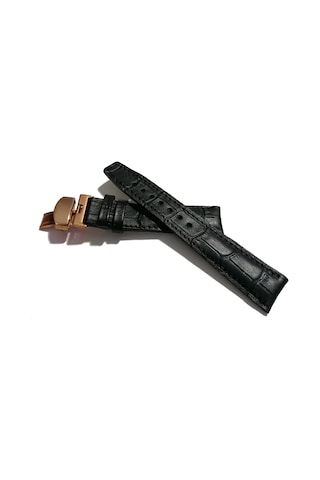 Fado &hertür Saate &uygun Kelebek Toka 22 Mm Siyah Kordon 180 Rose Toka Siyah