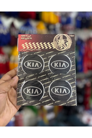 Universal Araç Uyumlu, Kia Jant Göbeği Arması, Sticker 4'lü Set 60mm Gümüş