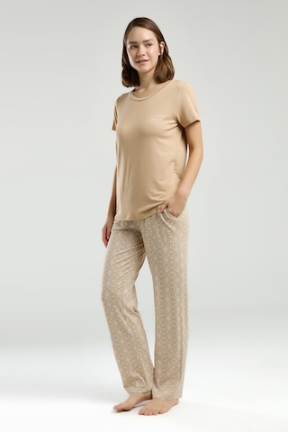 Pierre Cardin 9001 Kısa Kol Kadın Pijama Takımı V1 Bej