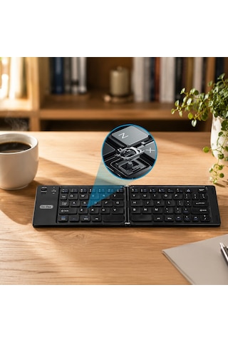 Go Des Gd-kb326 Sessiz Tuş Tasarımlı Katlanabilir Bluetooth Bağlantılı Kablosuz Klavye Siyah