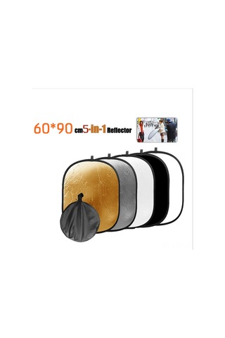 Lemestar 60x90 Cm 5'li 1 Elips Fotoğraf Işık Yansıtıcı - Altın, Gümüş, Beyaz, Siyah, Yarı Saydam - Taşıma Çantası İle Esnek Çelik Çerçeve