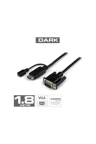 Dark Hdmi To Vga Dijital - Analog Dönüştürücü Kablo