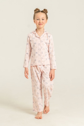 Rolypoly Anne Kız Hearts Pembe Gömlek Pijama Takımı Rp3903-a-v1 Rp3903-a-v1