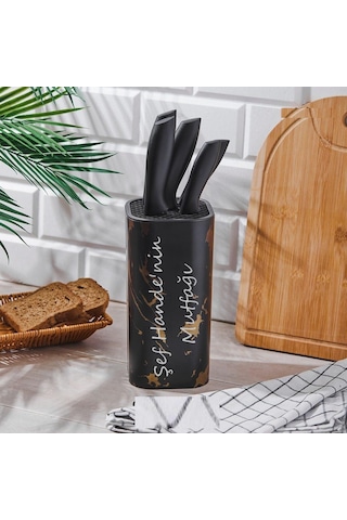 Şefe Özel Akrilik Plastik Standlı Colte Terra 6 Parça Bıçak Seti Siyah