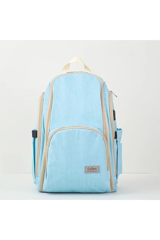 Wangxi Yüksek Kaliteli Çift Omuzlu Tam Açık Çift Fermuarlı Anne Çantası Açık Mavi Büyük Kapasiteli Bebek Bezi Çantası Açık Mavi