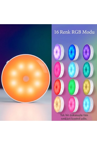 Şarjlı Rgb Led Gece Lambası 16 Renk Kumandalı Dekoratif Akıllı Işık - Renk Değiştiren Ortam Aydınlatma