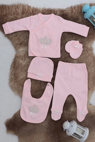Sema Baby 5 Parça Hastane Çıkışı Zıbın Seti 0-3 Ay - Queen Çok Renkli