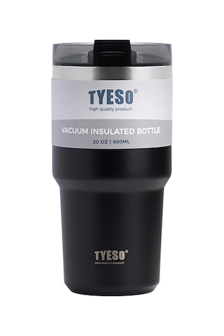 Tyeso Tripletask Termos Vakumlu Yıkanabilir Silikon Pipetli 600ml Siyah
