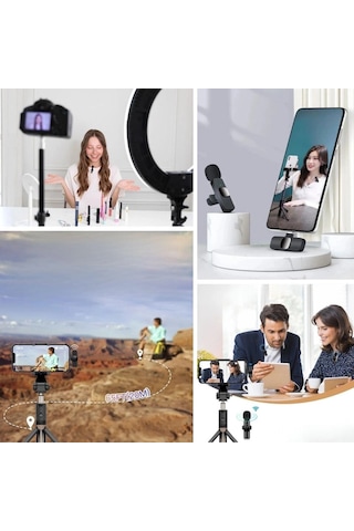 Type C Uyumlu Apple iPhone Dönüştürücülü Kablosuz Yaka Mikrofonu Android Ve Apple iPhone Uyumlu Mini Mikrofon 5047