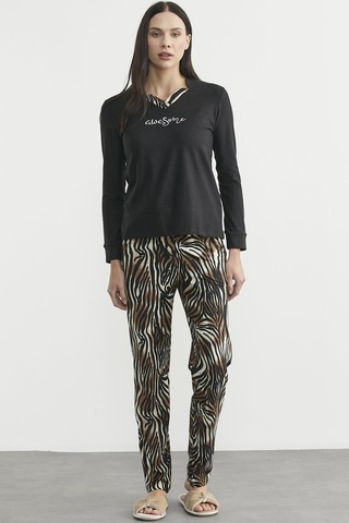 Sementa Leopar Kombinli Pijama Takım - Siyah Siyah