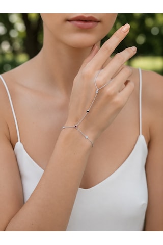 Valmont Accessories Kadın Gümüş Renk Renkli Taş Detaylı Minimal Şahmeran