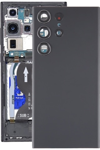 Cbtx Samsung Galaxy Uyumlu S23 İçin Ultra Sm-s918 Cam Pil Kamera Lens Kapağı Siyah