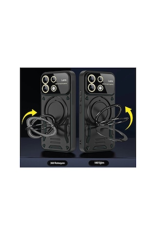 Uryport Realme C55 Kılıf Joy Lens Standlı Kapak - Siyah