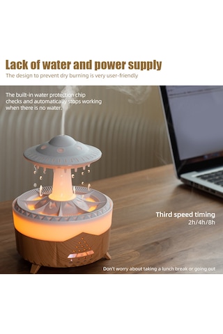 Hangfox Beyaz Ufo Stili Ev Odası Nemlendirici: 350ml, 7 Renk Işık, Uyku Modu, Yağ Ekleme, 2-4-8 Saat Zamanlayıcı, Su Yokken Otomatik Kapatma, Kumandalı, 220v Avrupa Standartı