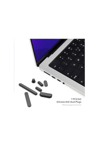 MacBook Pro 16inç Koruyucu A2485 Laptop Kılıf + Silikon Toz Fişleri Mavisi