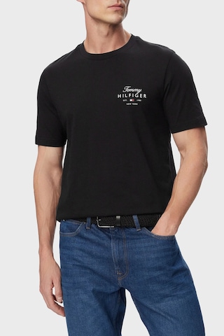 Tommy Hilfiger Logolu % 100 Pamuk Regular Fit Bisiklet Yaka T Shirt Erkek T Shirt Mw0mw43224 Bds Siyah
