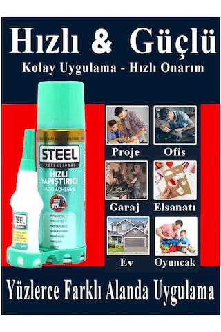 Hızlı Yapıştırıcı Spreyli 200 Ml 10 Adet Activatör Spreyli Mdf Japon Yapıştırıcı Seti Genel Amaçlı Profesyonel Hızlı Yapıştırıcı