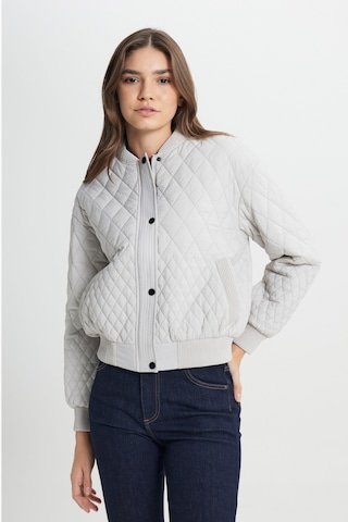 Loose Fit Rahat Kesim Kapitone Detaylı Gri Bomber Ceket W242741035 Gri