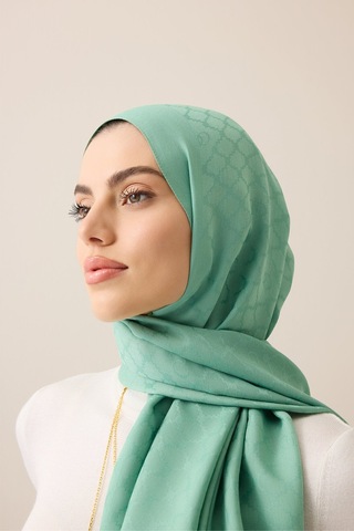 İmannooor Pencere Kafes Mint Yeşili Ramy Jakar Şal 70x210