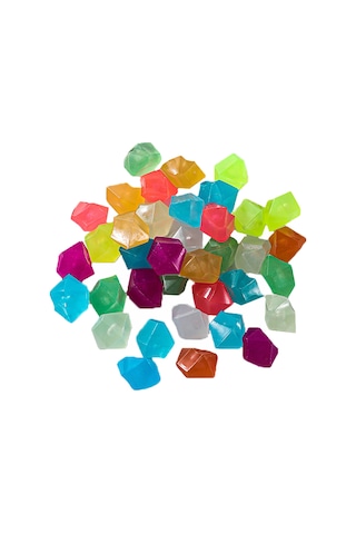 Ruicoo Akvaryum Bahçe Dekoratif 200 Adet Miks Renkli Yumuşak Reçine Işıklı Taşlar, Gece Parlayan Mini Dekor Ürünü