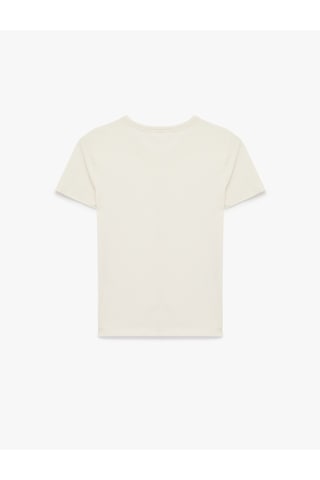 Koton Pamuklu Slim Fit Kısa Kollu Bisiklet Yaka Basic Tişört Ekru 6sak50267ek Ekru