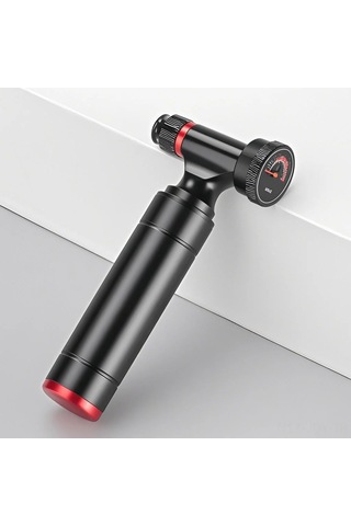 Youmex Bisiklet Co2 Şişirici - Presta/schrader Valfler İçin, Basınç Ölçerli, Hızlı Şişirme, Portatif Alüminyum Siyah, Gaz Silindiri Yok