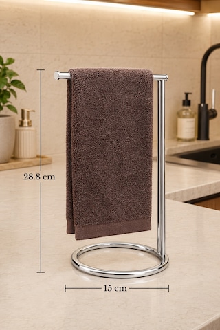 Parlak Silver Dikey Havluluk Havlu Askılığı Tezgah Üstü Banyo Mutfak Organizer Paslanmaz Metal Gümüş