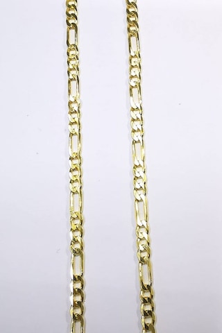 Omar Silver Unisex Figaro 3 Mm Gold Altın Kaplama Gümüş Kolye Zin